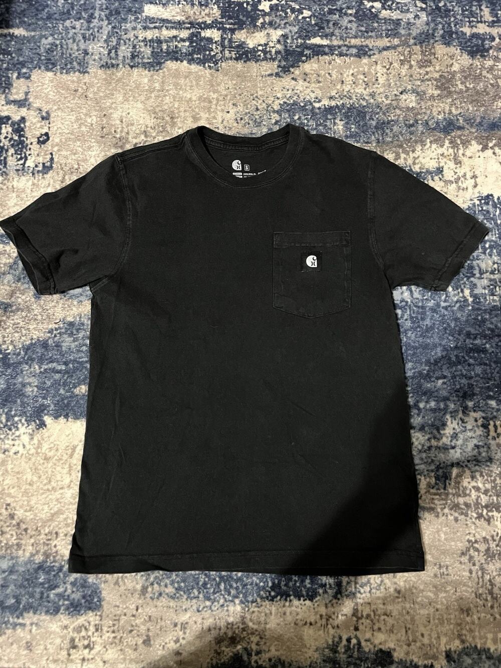 Size S-Hurley x Carhartt BFY Pocket T-Shirt Black Logo Patch Short Sleeve Men's